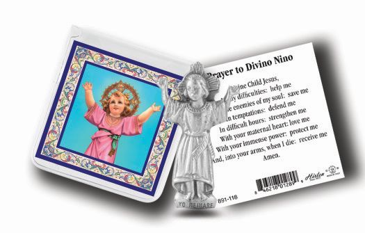 Pocket Size Divino Nino Metal Statue & Prayer Card