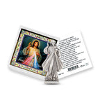 Pocket Size Divine Mercy Metal Statue & Prayer Card