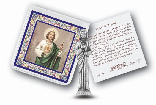 Pocket Size St. Jude Metal Statue & Prayer Card