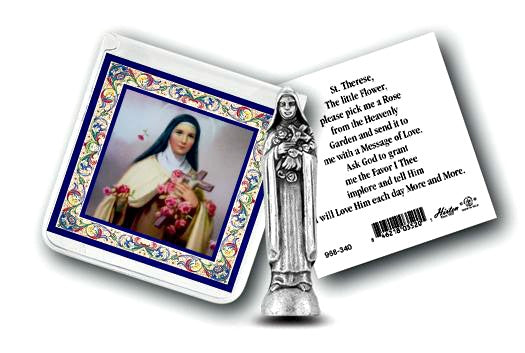 Pocket Size St. Therese of Lisieux Little Flower Statue & Prayer Card