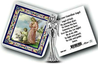 Guardian Angel Pocket Statue in Plastic Holder with Prayer Card