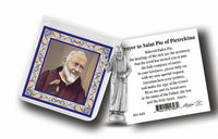 Pocket Size St. Padre Pio Metal Statue & Prayer Card