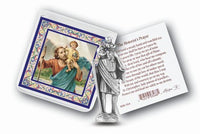 Pocket Size St. Christopher Metal Statue & Prayer Card