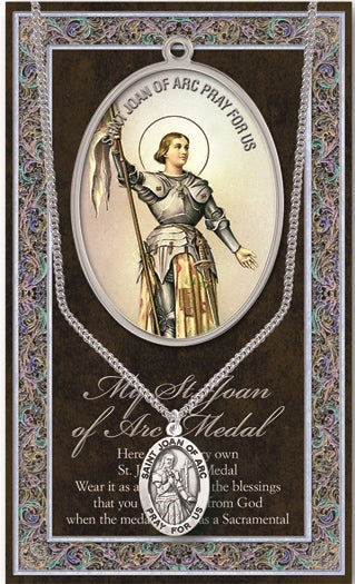 Pewter St. Joan of Arc Patron Saint Oval Medal Paron of France