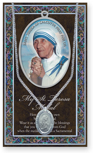 Pewter St. Mother Teresa of Calcutta  Patron Saint Oval Medal