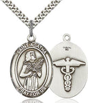 Sterling Silver St. Agatha Oval Patron of Nurses Medal Pendant Necklace by Bliss