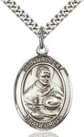 Sterling Silver St. Albert the Great Patron Oval Medal Pendant Necklace by Bliss