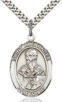 Sterling Silver St. Alexander Sauli Patron Oval Medal Pendant Necklace by Bliss