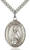 Sterling Silver St. Alice Oval Patron Medal Pendant Necklace by Bliss