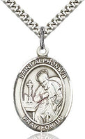 Sterling Silver St. Alphonsus Liguori Patron Oval Medal Pendant Necklace by Bliss