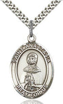 Sterling Silver St. Anastasia Oval Patron Medal Pendant Necklace by Bliss