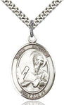 Sterling Silver St. Andrew the Apostle Patron Oval Medal Pendant Necklace by Bliss