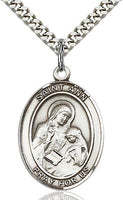 Sterling Silver St. Ann Oval Patron Medal Pendant Necklace by Bliss