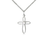 Birthstone Sterling Silver Loop Cross Pendant Necklace By Bliss April 1707SS-STN4-18SS