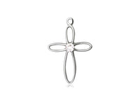 Birthstone Sterling Silver Loop Cross Pendant Necklace By Bliss April 1707SS-STN4-18SS