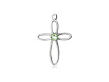 Birthstone Sterling Silver Loop Cross Pendant Necklace By Bliss August 1707SS-STN8-18SS