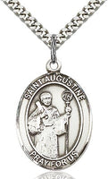 Sterling Silver St. Augustine of Hippo Patron Oval Medal Pendant Necklace by Bliss