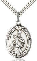 Sterling Silver St. Augustine of Hippo Oval Medal Pendant Necklace by Bliss