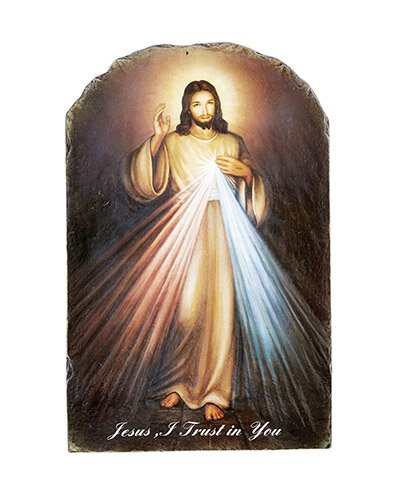 Jesus Divine Mercy 8.5" Tile Plaque w/ Wire Stand by Avalon Gallery