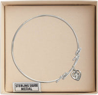 7.5" Rhodium Bangle Bracelet with a Sterling Silver Guardian Angel charm - Bliss Jewelers