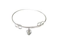 7.5" Rhodium Bangle Bracelet with a Sterling Silver Guardian Angel charm - Bliss Jewelers