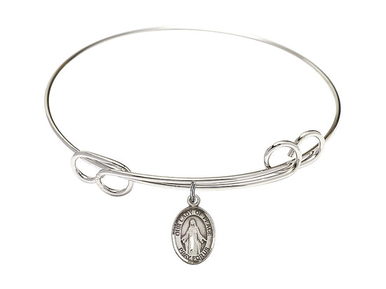 Our Lady of Peace Sterling Silver Patron Bangle Bracelet 7.5" Bliss