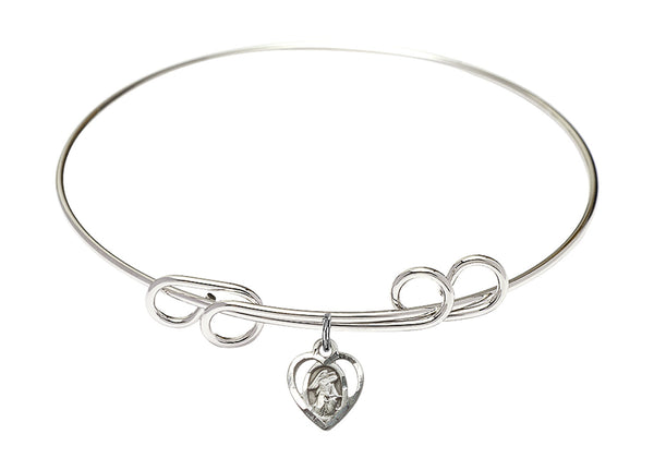 Sterling Silver Guardian Angel 8" Double Loop Bangle Bracelet by Bliss Jewelers