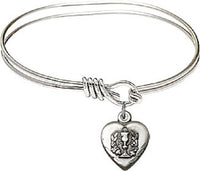 5.75 inch Bangle Bracelet W/ First Communion Heart Charm Bliss