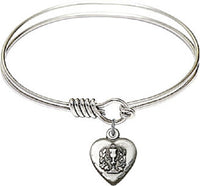 6.25 inch Bangle Bracelet W/ First Communion Heart Charm Bliss