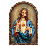 Sacred Heart of Jesus Arched Desk Plaque Michael Adams Artwork by Berkander