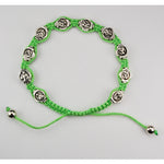 Our Lady of Guadalupe medals on Green Cord Adjustable Bracelet 