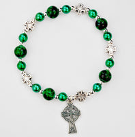 Green Celtic Cross Stretch Bracelet by McVan