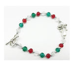 Red & Green Beaded and Pearl Angel Christmas Bracelet McVan BR973C