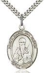 Sterling Silver St. Basil the Great Patron Oval Medal Pendant Necklace by Bliss