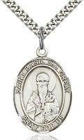 Sterling Silver St. Basil the Great Patron Oval Medal Pendant Necklace by Bliss