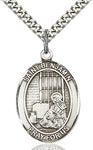 Sterling Silver St. Benjamin Patron Oval Medal Pendant Necklace by Bliss