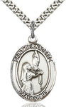 Sterling Silver St. Bernadette of Lourdes Oval Patron Medal Pendandt Necklace by Bliss