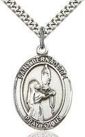 Sterling Silver St. Bernadette of Lourdes Oval Patron Medal Pendandt Necklace by Bliss