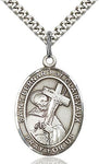 Sterling Silver St. Bernard of Clairvaux Patron Oval Medal Pendant Necklace by Bliss