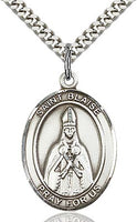 Sterling Silver St. Blaise Patron Oval Medal Pendant Necklace by Bliss