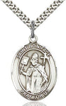 Sterling Silver St. Boniface Patron Oval Medal Pendant Necklace by Bliss