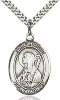Sterling Silver St. Brigid of Ireland Oval Patron Medal Pendant Necklace by Bliss