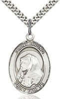 Sterling Silver St. Bruno Patron Oval Medal Pendant Necklace by Bliss