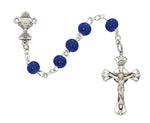 First Communion 6MM Blue Glass Beaded Rosary McVan
