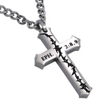 Saved By Grace Ephesians 2:8,9 Stainless Steel Cross Necklace for MEN