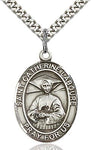 Sterling Silver St. Catherine Laboure Oval Patron Medal Pendandt Necklace by Bliss