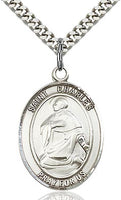 Sterling Silver St. Charles Borromeo Patron Oval Medal Pendant Necklace by Bliss