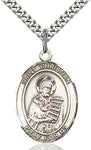 Sterling Silver St. Christian Demosthenes Patron Oval Medal Pendant Necklace by Bliss