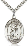 Sterling Silver St. Christopher Patron Oval Medal Pendant Necklace by Bliss