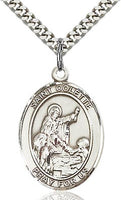 Sterling Silver St. Colette Oval Patron Medal Pendant Necklace by Bliss